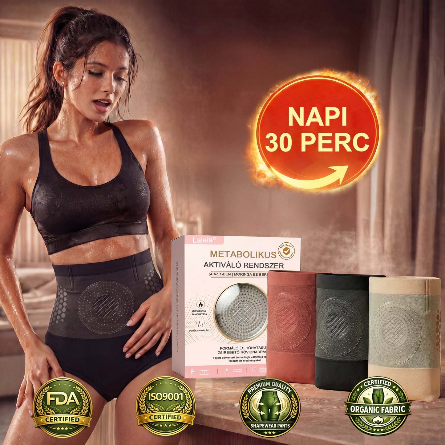 💪💪💪 Laleia® 2026 Moringa & Berberine 4 az 1-ben Mikrorészecskés Formáló és Zsírégető Rövidnadrág