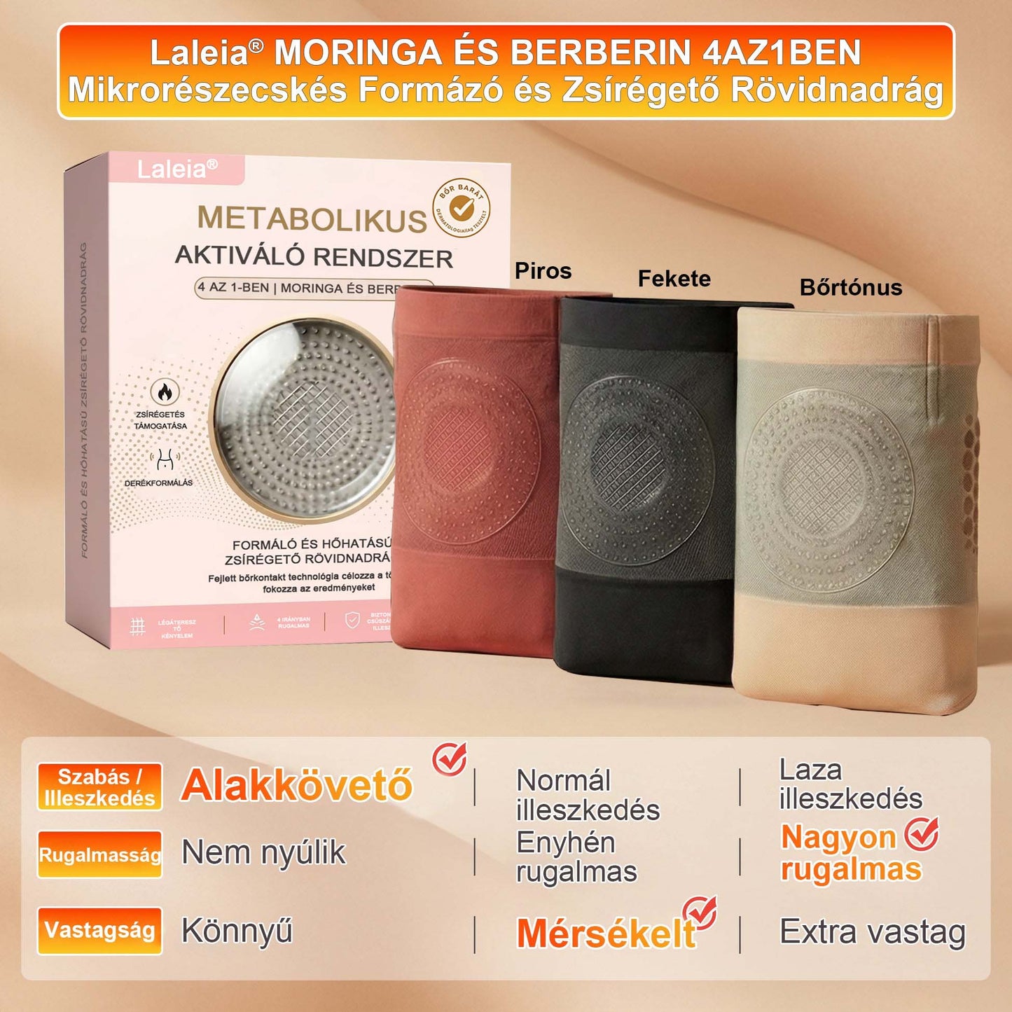 💪💪💪 Laleia® 2026 Moringa & Berberine 4 az 1-ben Mikrorészecskés Formáló és Zsírégető Rövidnadrág