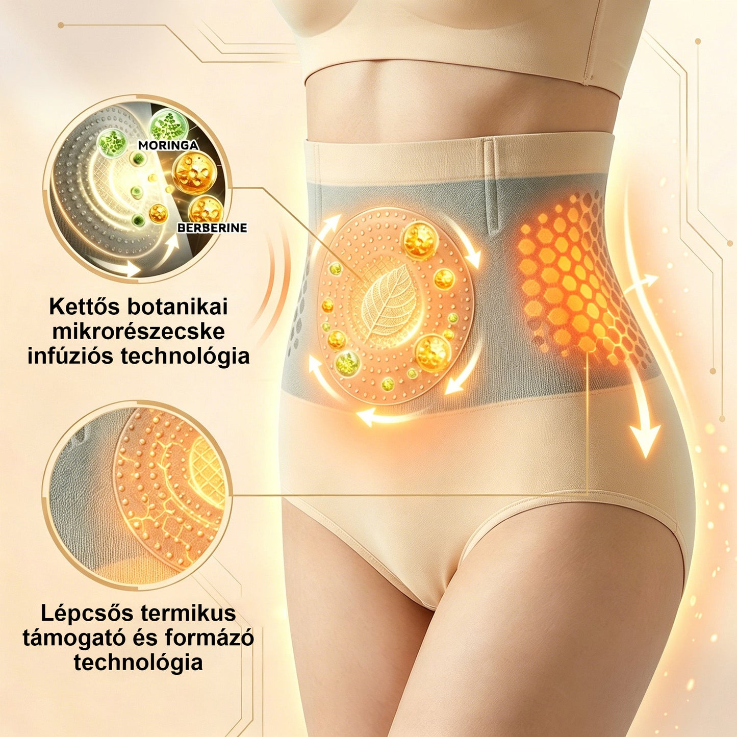 💪💪💪 Laleia® 2026 Moringa & Berberine 4 az 1-ben Mikrorészecskés Formáló és Zsírégető Rövidnadrág